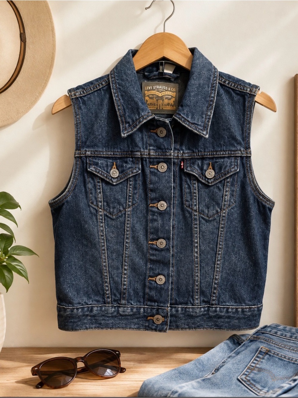 Levi Strauss size S/P blue denim jean vest
